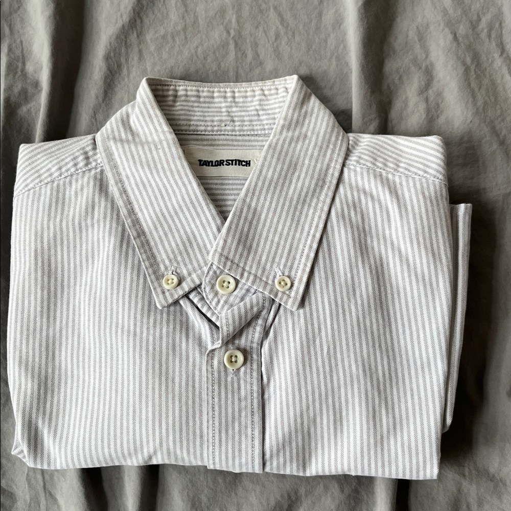 Taylor Stitch Light Gray Pinstripe Shirt